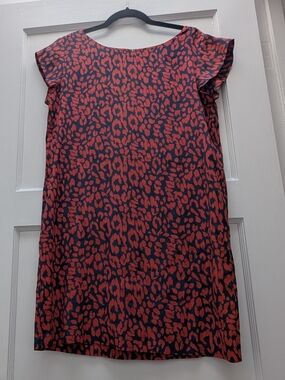 Joie Red and Navy Leopard Silk Dress
